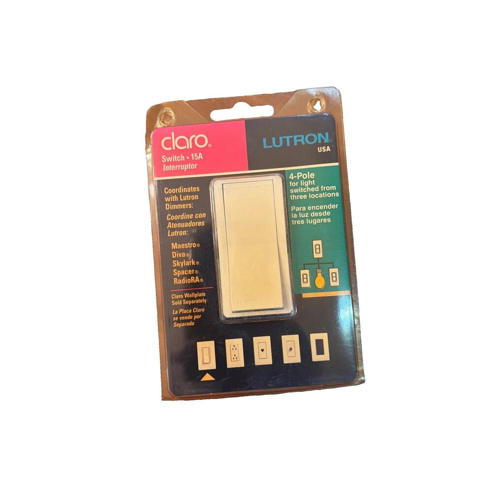 Lutron CA-4PSH-AL Claro 15A 120/277V 4-Way Rocker Switch,  ALMOND